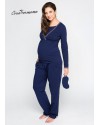 Пижама для беременных и кормления Creative Mama Bluemarine  темно/синяя