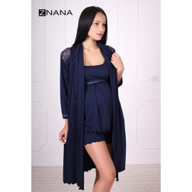 Комплект для беременных и кормящих ZNANA Lace синий (халат+пижама)