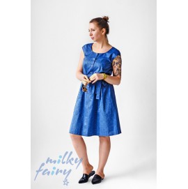 Платье для беременных и кормящих с коротким рукавом MilkyFairy синий
