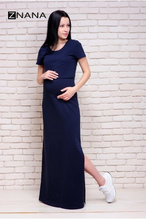 Платье футболка для беременных и кормящих ZNANA Simple Long синее