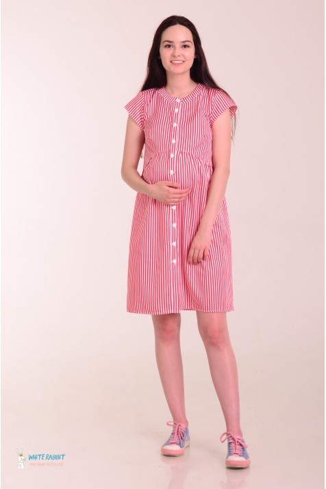 Платье - рубашка для беременных и кормящих White Rabbit Lolli красная полоска