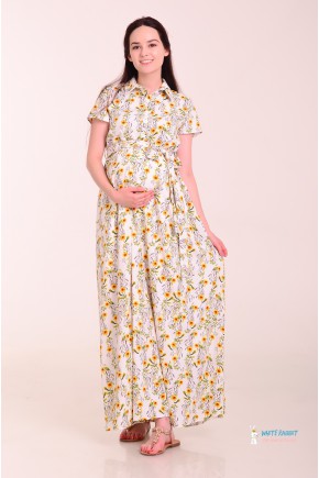 Платье в пол для беременных White Rabbit Жасмин желтые цветы