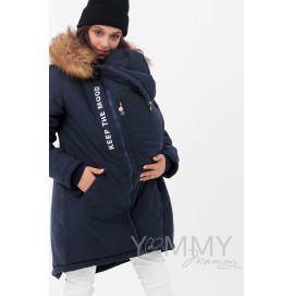 Слінгокуртка-парка 3в1 для вагітних та слінгоносіння Y@mmy Mammy темно-синя