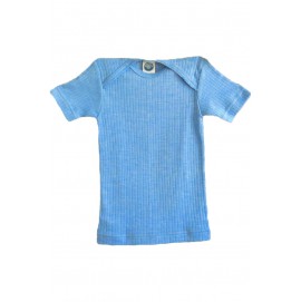 Кофточка Cosilana з коротким рукавом бавовна/шерсть/шовк колір блакитний
