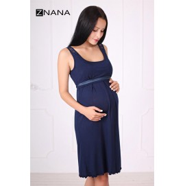 Ночная рубашка для беременных и кормящих ZNANA Lace синяя