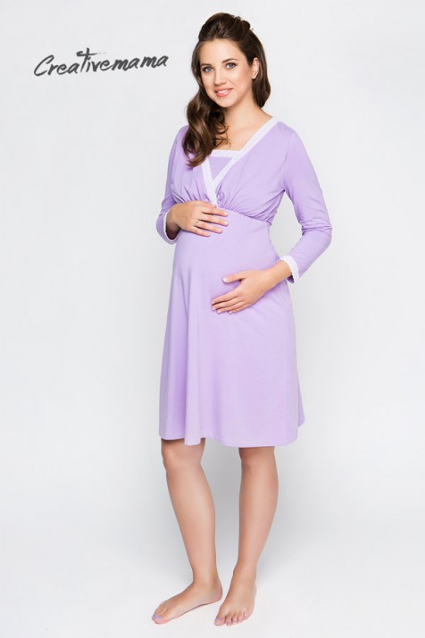 Ночная рубашка для беременных и кормящих Creative Mama Lavander
