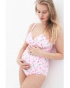 Слитный купальник для беременных Y@mmy Mammy светло-розовый с фламинго