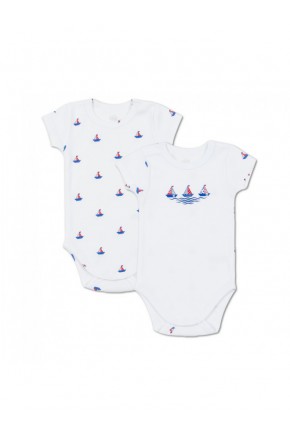 Боди для новорожденных Фламинго кораблики 2 шт.