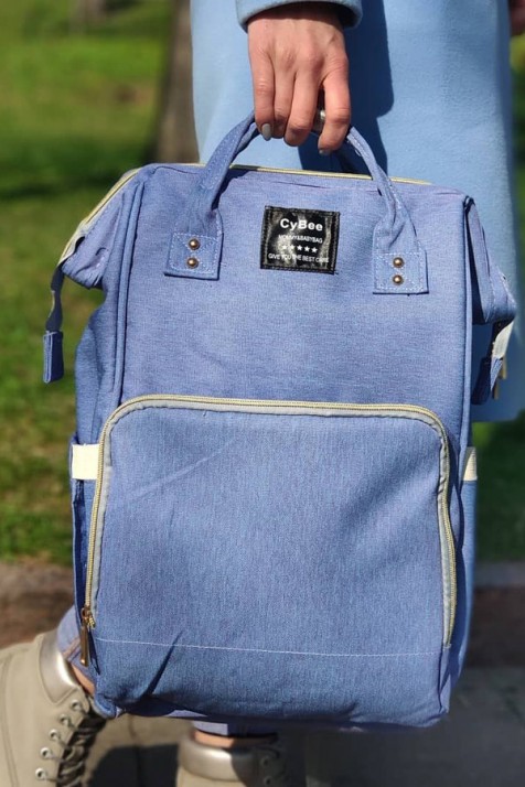 Сумка-рюкзак для мам голубая
