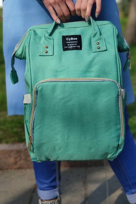 Сумка-рюкзак для мам зеленая