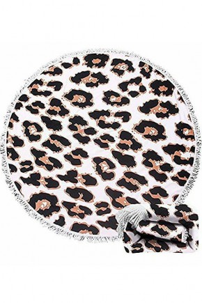 Круглое Полотенце Леопард, 150 см + бахрома