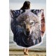 Круглое Полотенце Волк, 150 см + бахрома