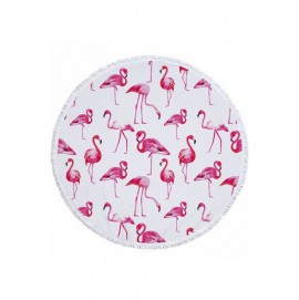 Круглое Полотенце Фламинго, 150 см + бахрома