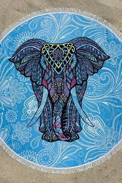 Круглое Полотенце Слон, 150 см + бахрома