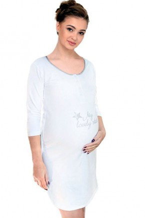 Ночная рубашка для беременных и кормящих Мамин Дом 24167 белая