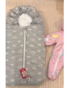 Демисезонный конверт кокон для новорожденного MiniMark серый с лисичками
