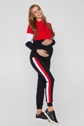 Спортивный костюм для беременных и кормящих Lullababe Leganеs черный с красным