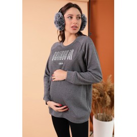 Джемпер для беременных и кормящих To be 4079 темно-серый
