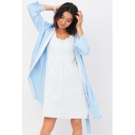 Халат + нічна сорочка для вагітних і годуючих Yammy Mammy арт. 111.02.41 блакитний з білою смужкою